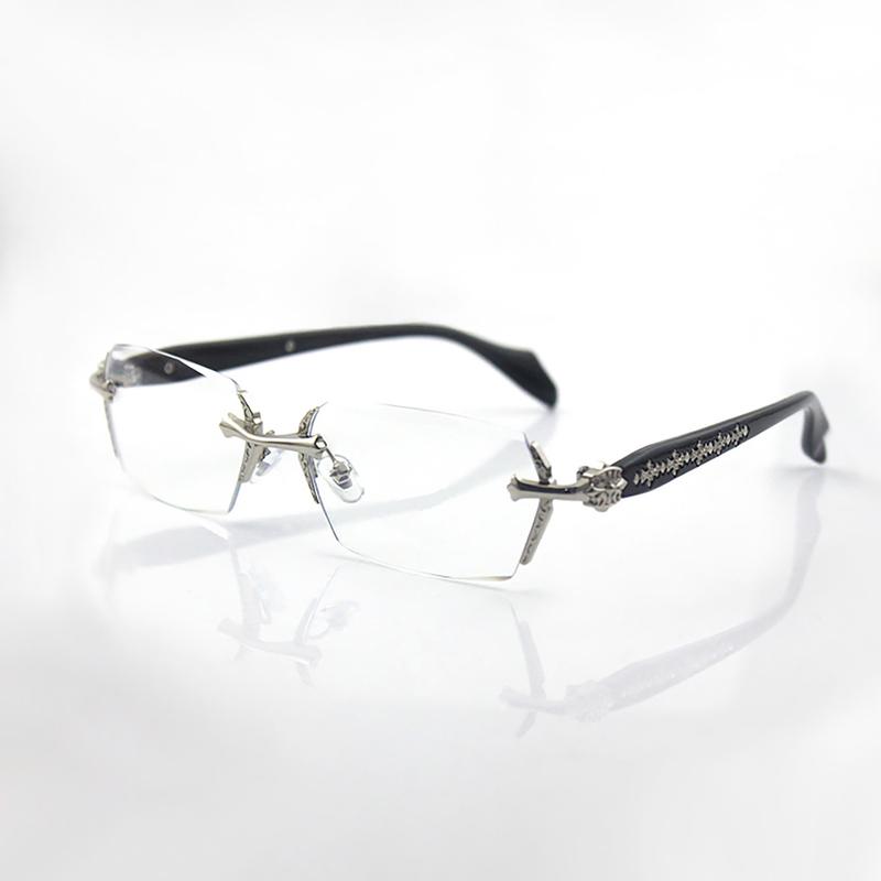 Kính Chrome H Nam Nữ Mắt Đổi Màu Chống Ánh Sáng Xanh Giả Cận Không Viền Gọng Nhựa Lõi Thép