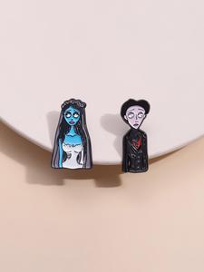 Broche de Diseño de Pareja de Dibujos Animados, Broche de Aleación Lindo y de Moda para Mujeres y Hombres, Pin de Esmalte Adecuado para Mochilas, Jeans, Bufandas, Decoración de Sombreros