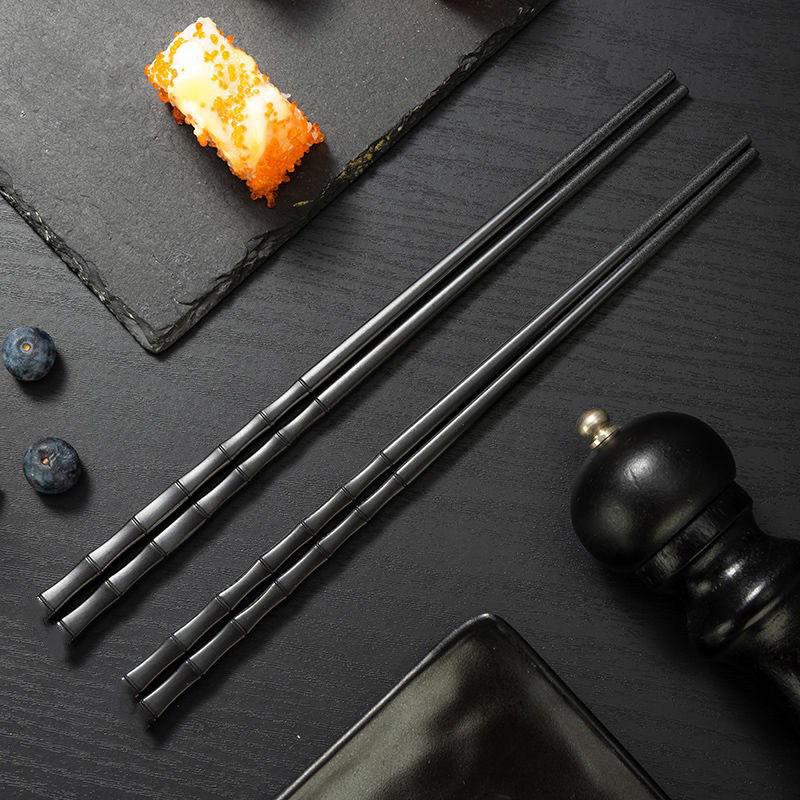 Product Introduction of 1 Pair Chinese Food Chopsticks Sushi Sticks Non Slip Washable Safe Dishes Alloy Bamboo Form Snack Food Class Tableware Set Black 12