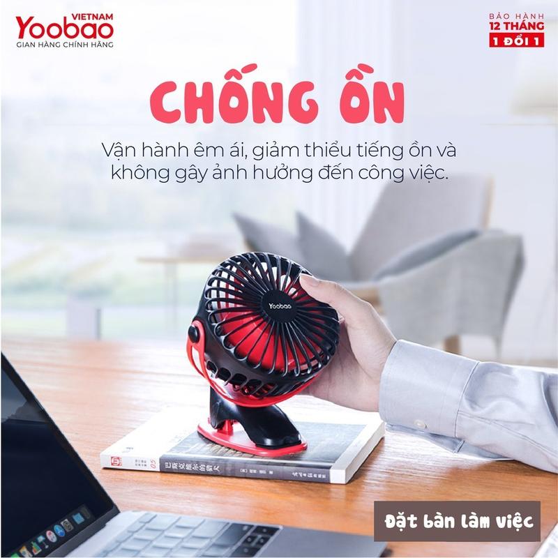 Quạt Tích Điện Cầm Tay Yoobao Xoay 720 Độ Với 4 Tốc Độ Gió Siêu Mát, Dùng Pin 6400mAh Siêu Trâu 3