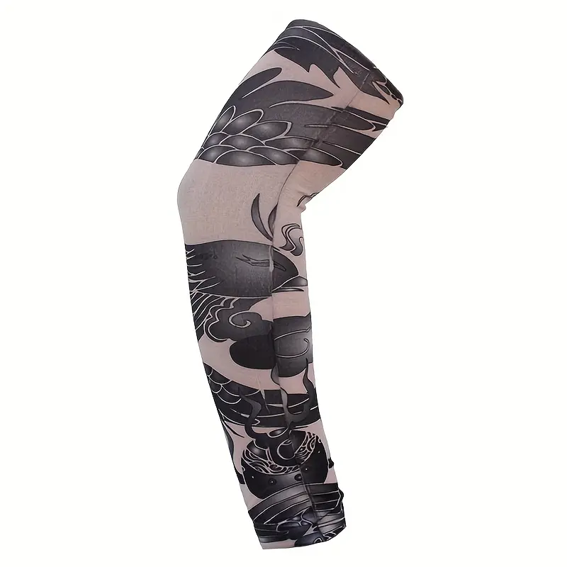 1pc Cycling Tattoo Ice Arm Sleeves, Sun Screen UV Protection Compression Arm Sleeves For Fishing, Camping, Cycling, Hiking 1