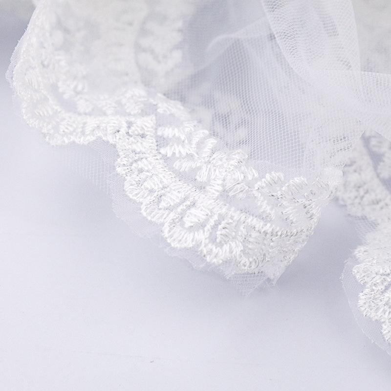 Product Introduction of Elegant Floral Lace Wedding Veil for Bride - Handmade Pearl Embroidery Bridal Accessories, Champagne Headpiece for Ceremony / Photography veil cathedral  veil 5