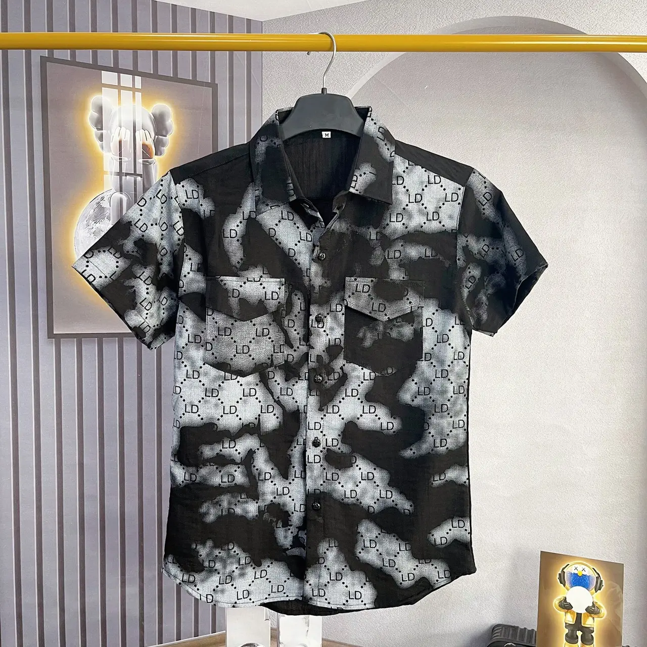 ÁO SƠ MI NAM NGẮN TAY PHỐI LOANG LOGO LS FULL ÁO , CHẤT VÃI ĐŨI TĂM DÀY DẶN MỀM MỊN FROM VỪA [M04] Menswear