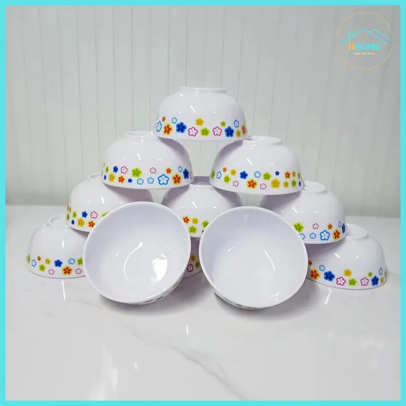 [ Kho sỉ] Combo 10 Chén ăn cơm nhựa melamine nhiều màu không vỡ loại tốt - Hùng Home 2