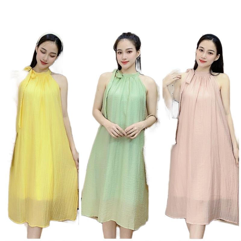 [V29] Váy yếm đũi tơ 2 lớp bầu mang được Dress Voi Nhung Voan