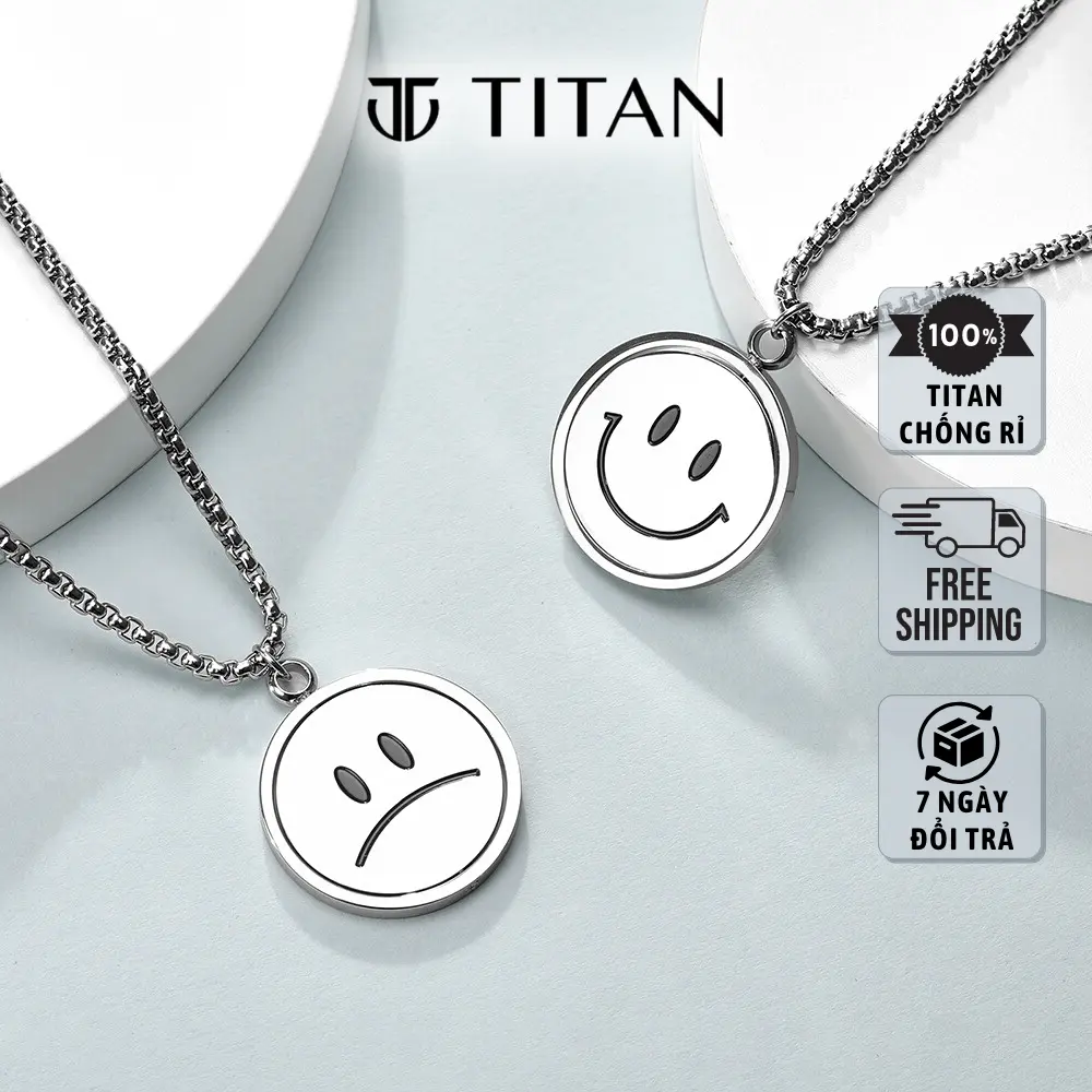 Dây chuyền nam nữ 2 mặt xoay cười và buồn, vòng cổ smile sad thời trang unisex Titan Trang Sức