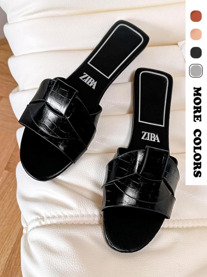Product Introduction of Women's Fashionable Plain Color Slide Sandals, Casual Comfortable Flat Sandals for Beach, Home, and Everyday Wear, Stylish Flat Flip Flops for Women, Walking Shoes, Gifts for Wife 3