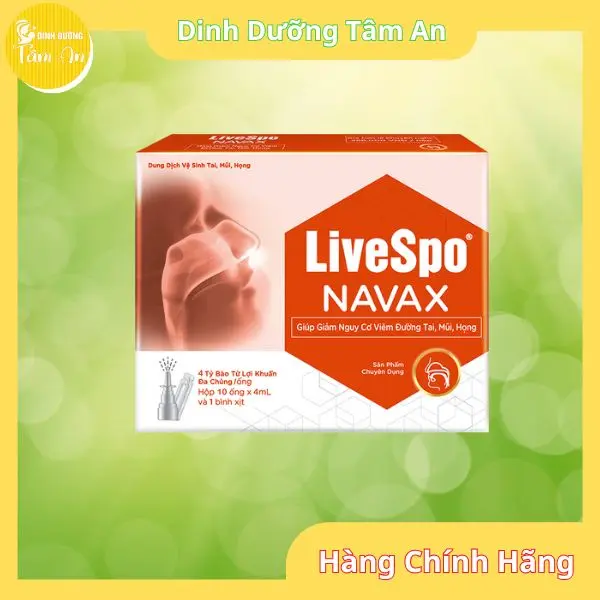 Livespo Navax Đỏ, Xịt lợi khuẩn 5 tỷ lợi khuẩn chăm sóc, vệ sinh, phòng ngừa vi.êm nhiễm tai mũi họng (Hộp 4 ống x 5ml)
