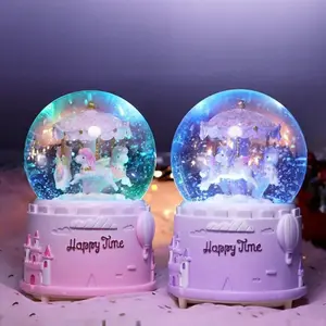 Snowball Unicorn Kotak Musik Lampu Kamar Anak Warm White Kado Anak Murah Lucu Ulang Tahun Gift