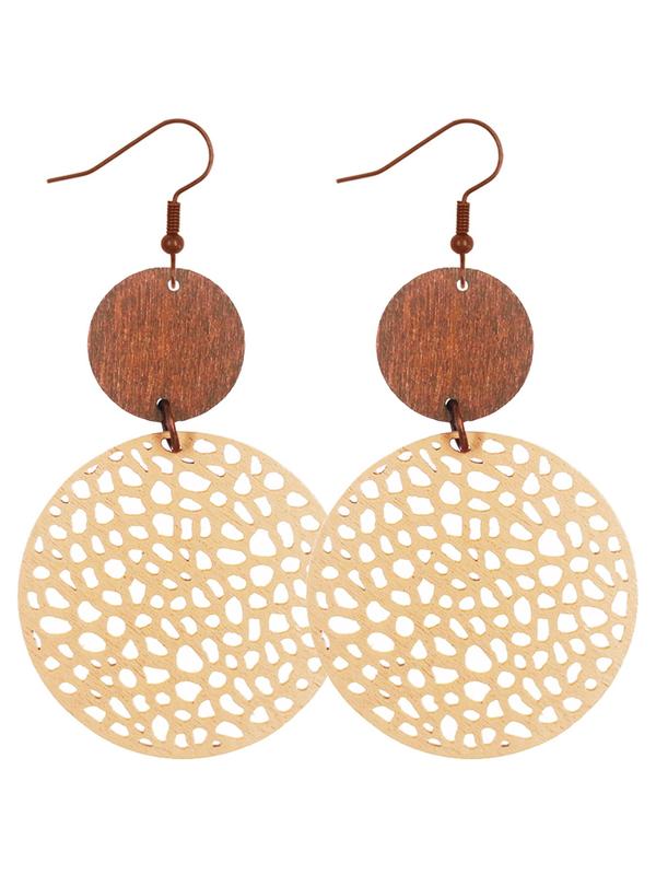 Hollow Out Design Wooden Earrings, Boho Style Jewelry for Women, Vintage Jewelry for Party, Daily Clothing Decor, Trendy All-match & Exquisite Jewelry for Gift 5