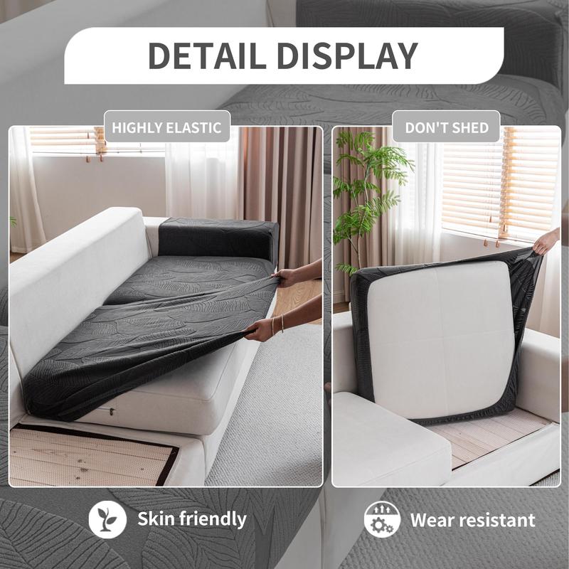 Leaf Pattern Sofa Cover, 1 Count Non-slip Sofa Seat Cover, Soft Comfortable Couch Protector for Home Living Room, Home Decor 3