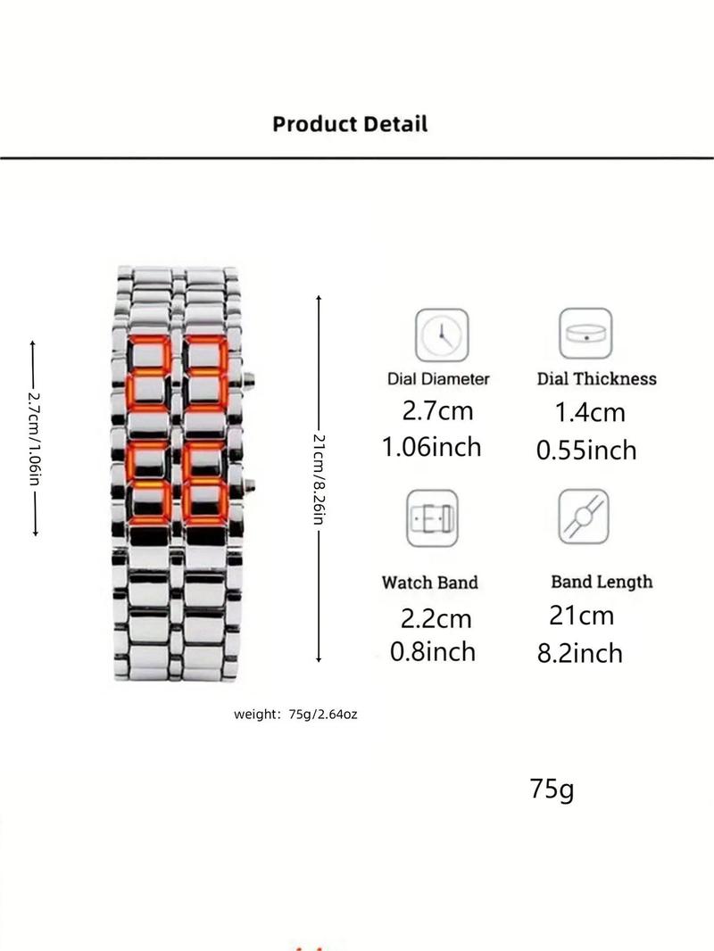 Product Introduction of Men's Punk LED Digital Watch, Street Trend Novelty Wristwatch with LED Light, Chic Watch As Gift for Boyfriend Gift without Box 13