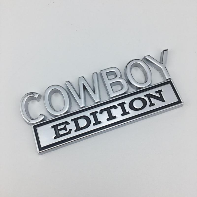 Product Introduction of Cowboy Edition Letter Pattern Car Logo Modified Metal Sticker, 1 Count Creative Decorative Car Sticker For Car Decorayion 13