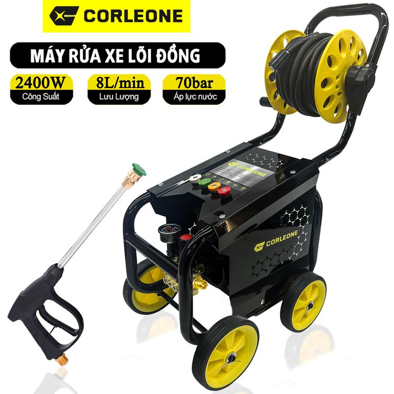 [COMBO 2400W-Tấm đĩa-220V] Máy rửa xe cảm ứng từ áp lực cao gia đình Corleone G200 có rulo quấn dây cao áp dài 15m rửa sân vườn, rong rêu, chỉnh áp rửa máy lạnh, may rua xe áp lực cao chống nước, máy xịt rửa xe áp lực cao, dễ dàng sử dụng