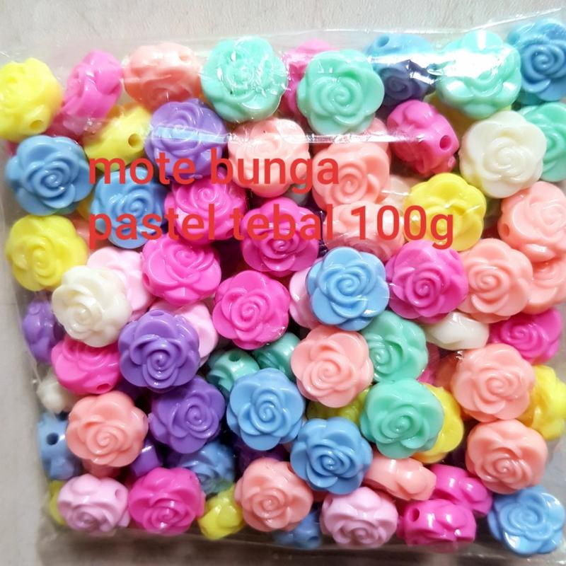 Mote Bunga Mawar Pastel Tebal 1pon 1