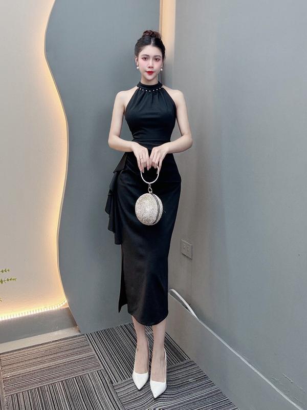 Váy Thiết Kế VQLADY D52 Nữ  Đầm thiết kế cổ yếm chất Thun phù hợp đi chơi và đi dự tiệc Dress Voan Voi  đỏ hồng aline  dress  đỏ và hồng