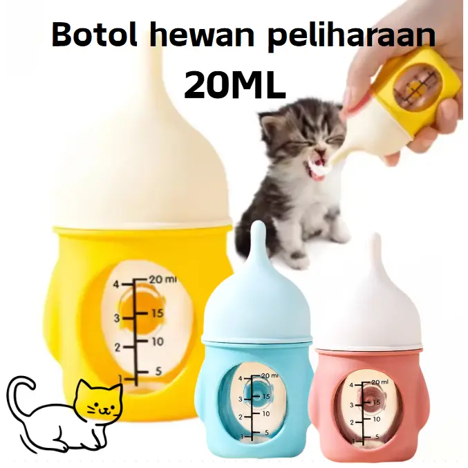 20ml Botol Hewan Peliharaan Silikon / Botol Makan Anak Anjing Kucing Anjing yang Baru Lahir