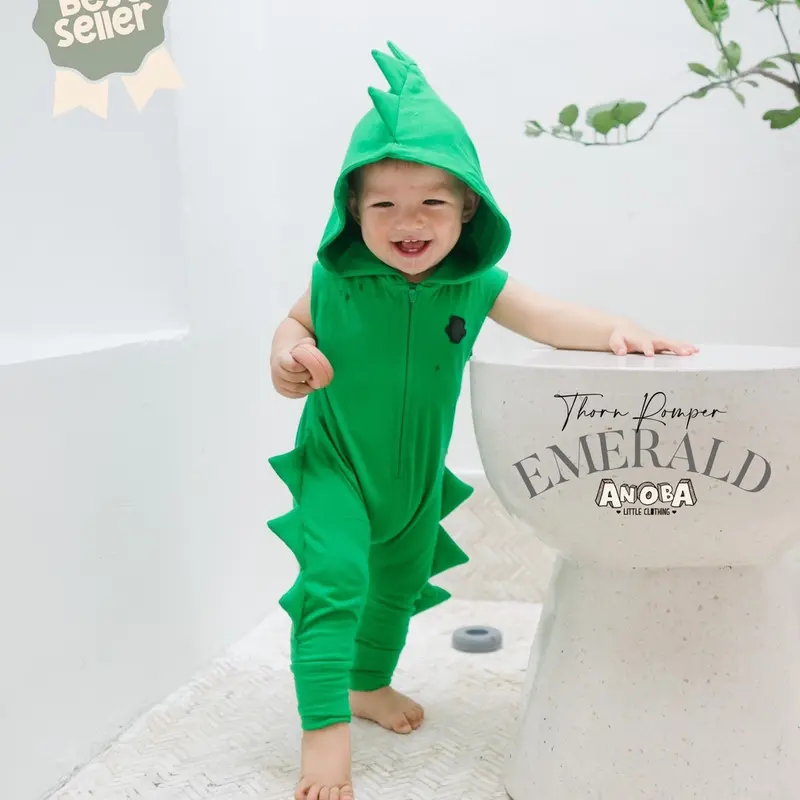 Romper dino emerald - baju dinosaurus anak - baju bayi- romper -jumpsuit- kostum dinosaurus anak bayi - kostum bayi binatang -kostum anak 0
