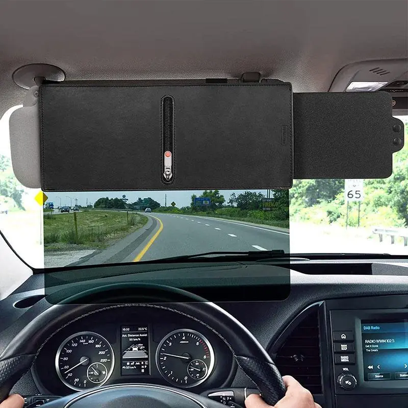 Lanjutan Teduhan Matahari Kereta, Pelindung Matahari Boleh Tarik Anti Silau, Dengan Zip, Untuk Tempat Duduk Depan Pemandu dan Penumpang, Sesuai untuk Semua Kereta Accessories Car Hitam