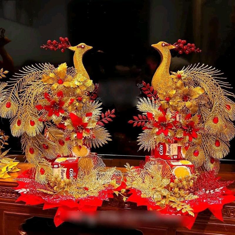 Phụ kiện trang trí tháp công, tháp hoa trang trí tháp bánh, tháp nước (tặng kèm 5 que keo nến)