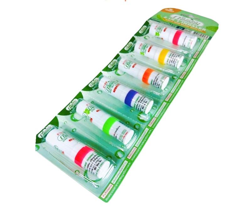Dây 6 ống Ống hít thông mũi hương bạc hà thảo dược Green Herb Inhaler 2 in 1 của Thái Lan . Dung tích 2Ml ốnghítmũi tháilan