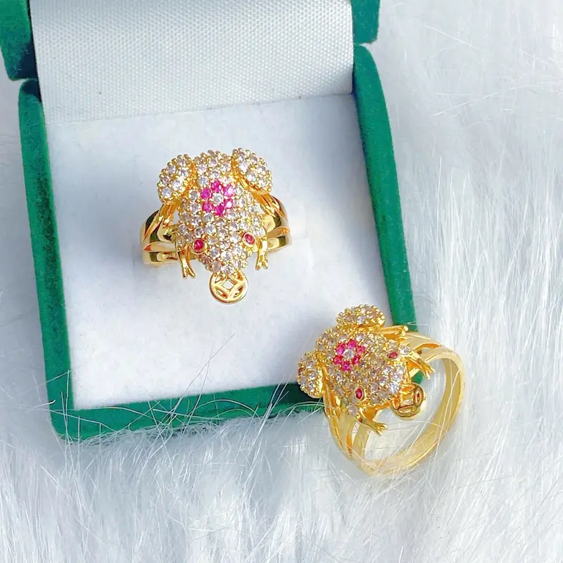 Nhẫn nữ  kim tiền  cóc ngậm tiền mạ vàng 24k không gỉ 3