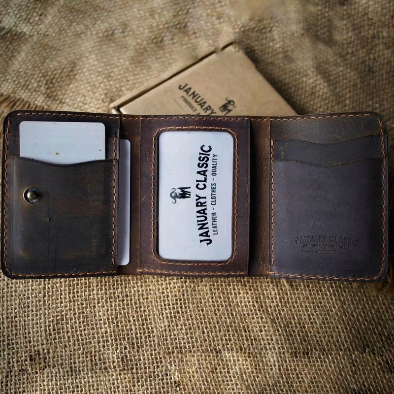 Ví Gấp 3 Da Bò Sáp Vintage - January Classic