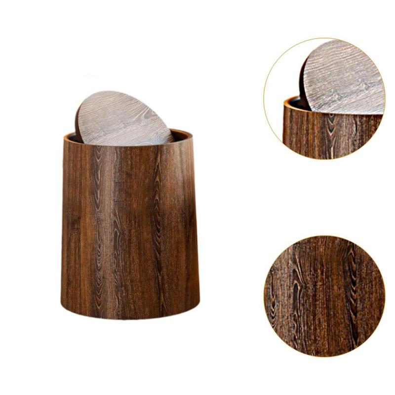 Product Introduction of Wood Grain Trash Bin Recycle Bin Reusable Modern Home Decorative Garbage Can Waste Bin for Restroom Office Living Room 1