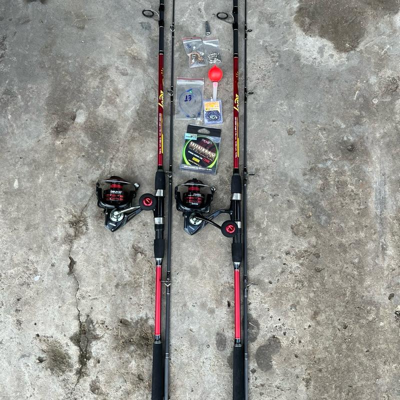 (Combo 124) Combo cần câu bạo lực ABC ruby chuyên câu sông, bè + ( tặng kèm 1 cuộn cước Winmax, 1 hộp lưỡi , 1 cái nho, 1 cái phao, 1 cái lanxxe, 1 bịch khoá mani, cục chì ) Fishing Đi Câu Bắt Cá Câu Cá