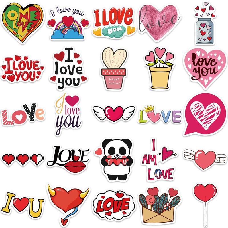 Valentine's Day Themed Sticker, 50pcs/1200pcs/set Love Sticker, Vinyl Waterproof Sticker for Laptop Water Bottles Scrapbook Skateboard Guitar 3