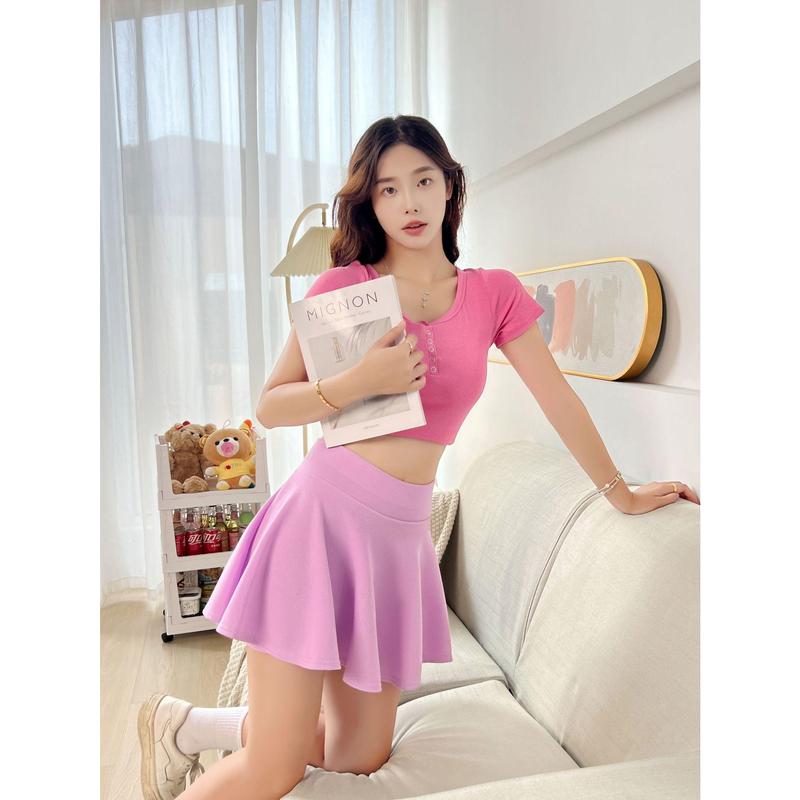 [AP01] Yi black cat high waist shorts-free skirt elastic A-line skirt women's Sun skirt factory direct sales 7