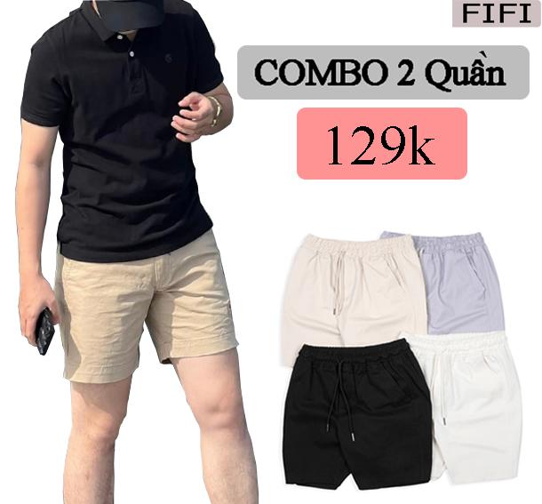 Combo 2 quần short kaki nam nữ form trên gối Menswear Có Túi