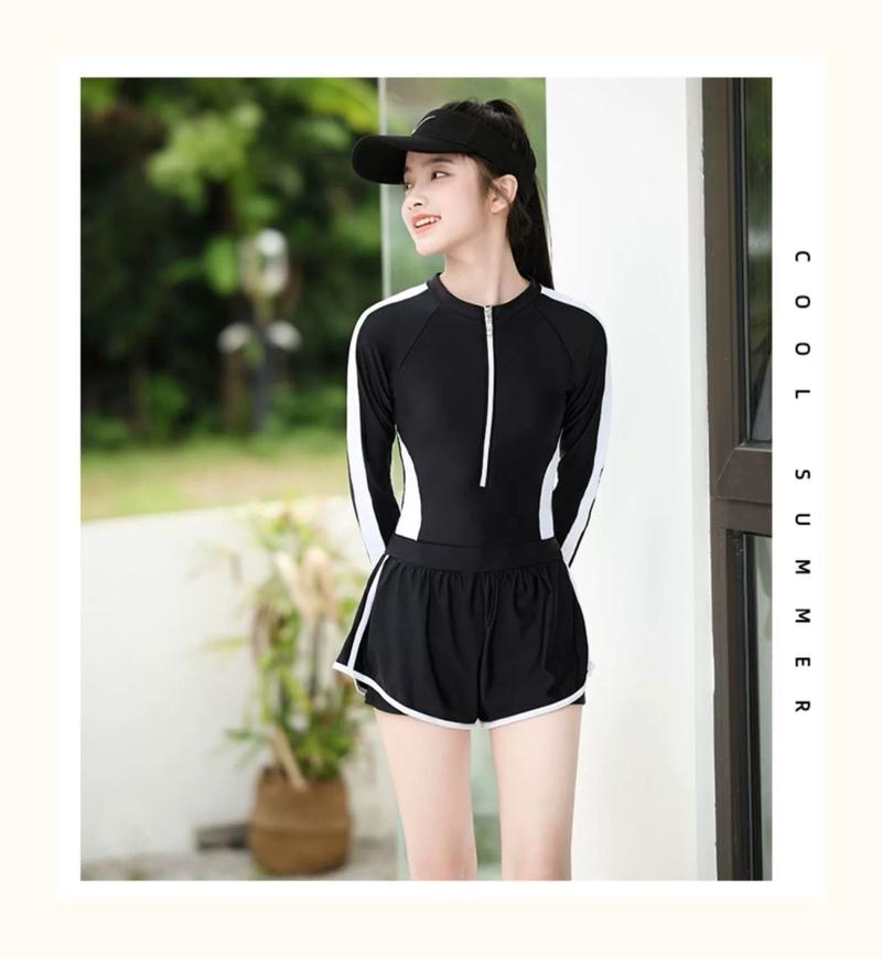 Product Introduction of Children's Swimsuit Girls' Swimsuit Middle and Older Children's New Junior High School Student Conservative Professional Training One-Piece Swimsuit 12