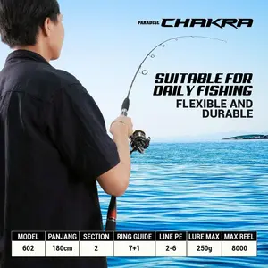 Joran Pancing Jigging Paradise Chakra Mancing Dasaran Laut | PE 2-6 180Cm Butt Joint Carbon HRS | JC