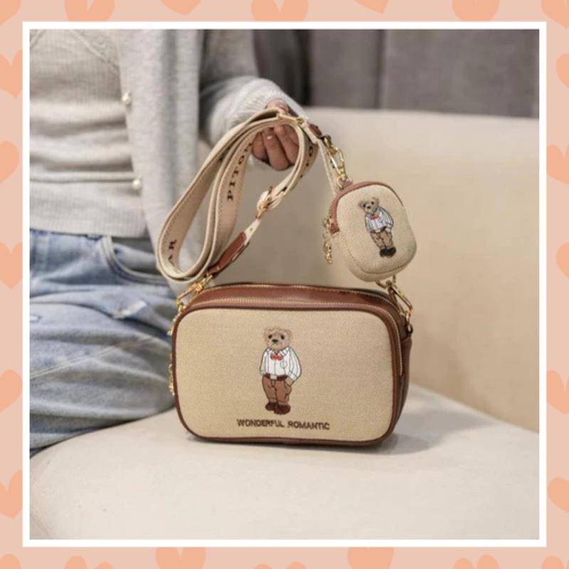 Sét 2 túi ví Túi đeo chéo nữ thời trang vải da BaoBao 2 ngăn kèm ví nhỏ K241 Đeo Vai Bag