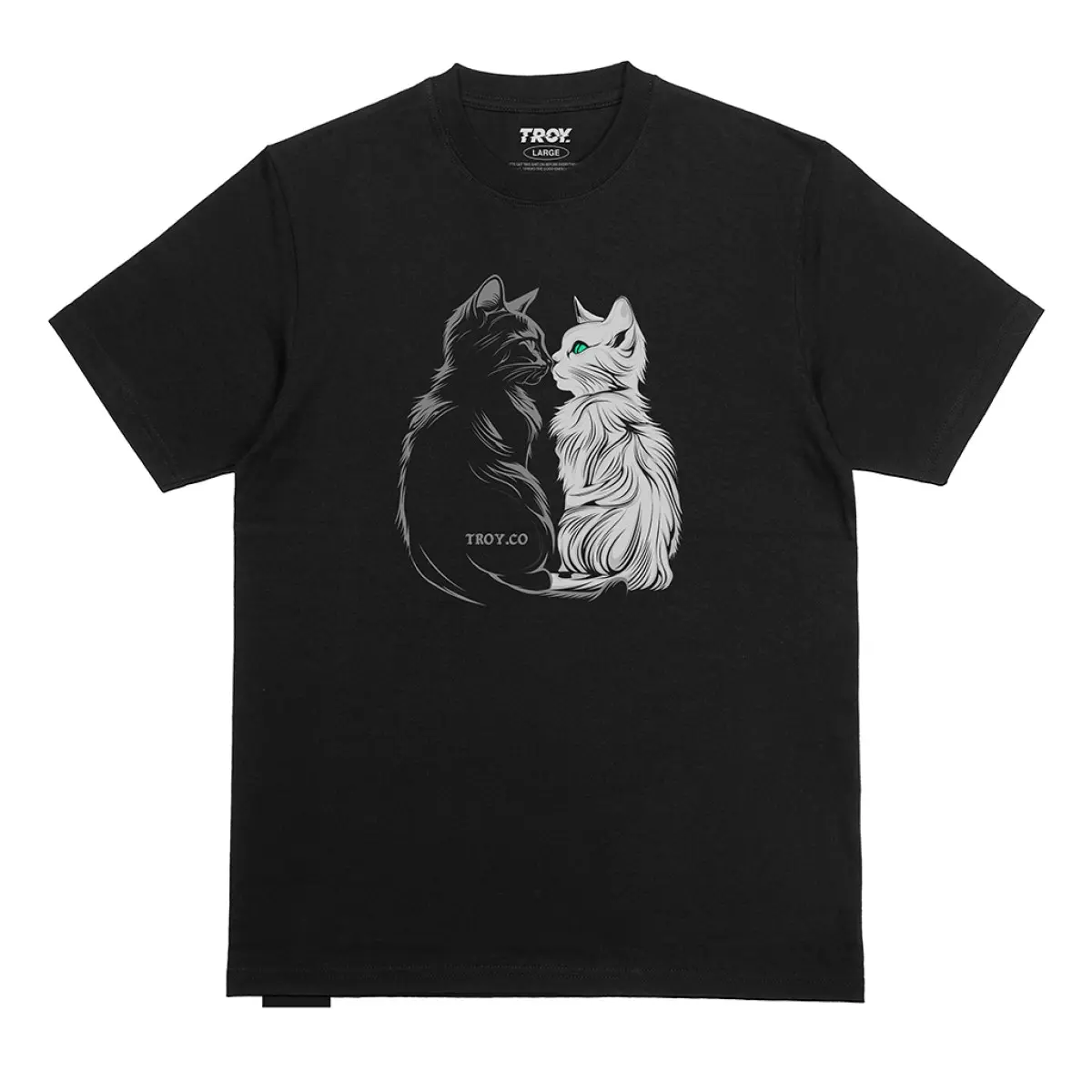 Troy Company Tshirt Black Cat Couple - Kaos Pria Lengan Pendek Hitam MT 2379
