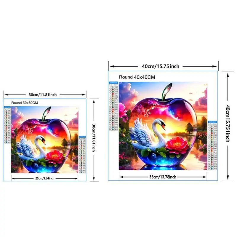 Swan & Apple Pattern DIY Diamond Art Painting Kit without Frame, 5D Diamond Art Painting Kit, DIY Decorative Art Picture for Beginner 1