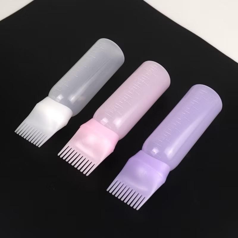 Chai nhựa đựng thuốc nhuộm, tinh dầu ủ tóc có lược chải tiện lợi 120ml