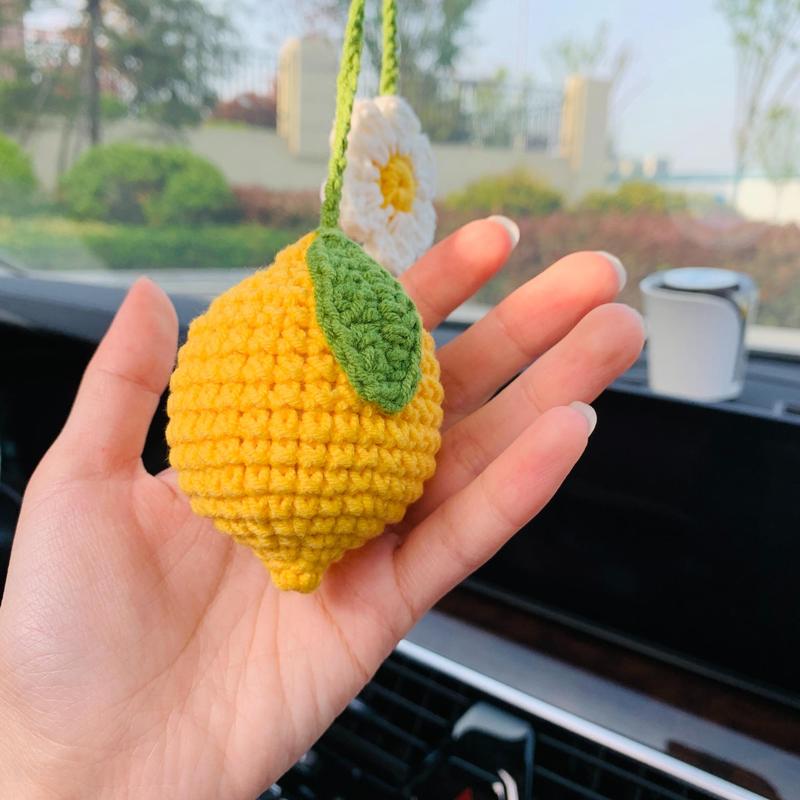 Flower & Lemon Design Car Hanging Decoration, Car Interior Rear View Mirror Pendent, Car Accessories 3
