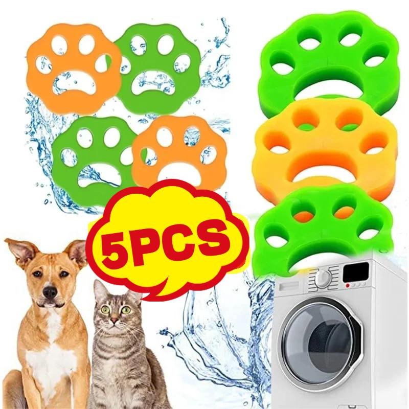 1/2/4/5Pcs Penghilang Bulu Kucing Menghilangkan Bulu Halus dari Pakaian Pengering Bulu untuk Anjing dan Kucing Aksesoris yang Dapat Digunakan Kembali Penghilang Bulu Hewan Peliharaan untuk Mesin Cuci