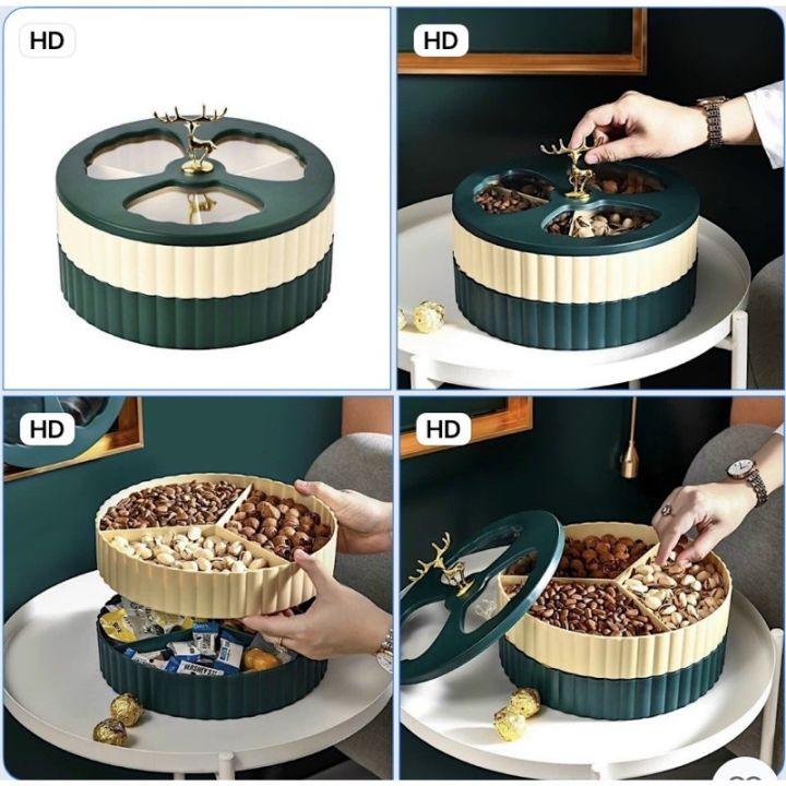  Khay mứt Tết đựng bánh kẹo 2 tầng có sừng hươu cao cấp 