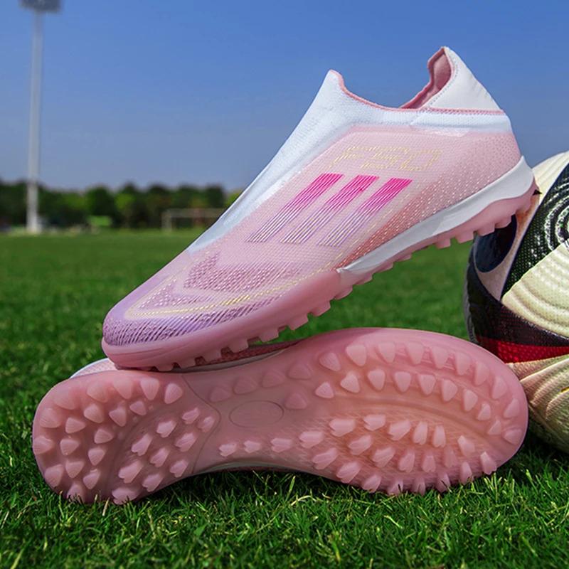 X-F50 Without-Lace Mens Soccer Shoes Pink-yamal Sneakers Turf Soccer Cleats TF/FG Training Football Boots Chuteira Campo 35-46 1