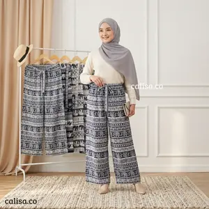 Celana Kulot Motif Gajah Thailand Unisex Ukuran L XL XXL Rayon Super Lembut Flowly Adem Nyaman Outfit Santai | Calisa.co