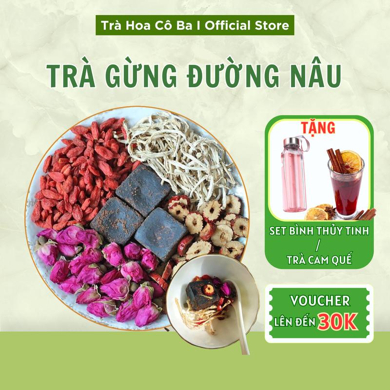  Trà gừng đường nâu Trà thảo mộc đường nâu Hộp 30 gói Trà Hoa Cô Ba Nước Trà Chè Tea Dưỡng Nhan trà  táo kỷ  ấm  tử cung Chua Sen 