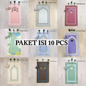 ISI 10 PCS Sajadah Traveling Muslim Umroh Ukuran 105 cm x 60 cm dengan Pouch Serut - Made in turkiye