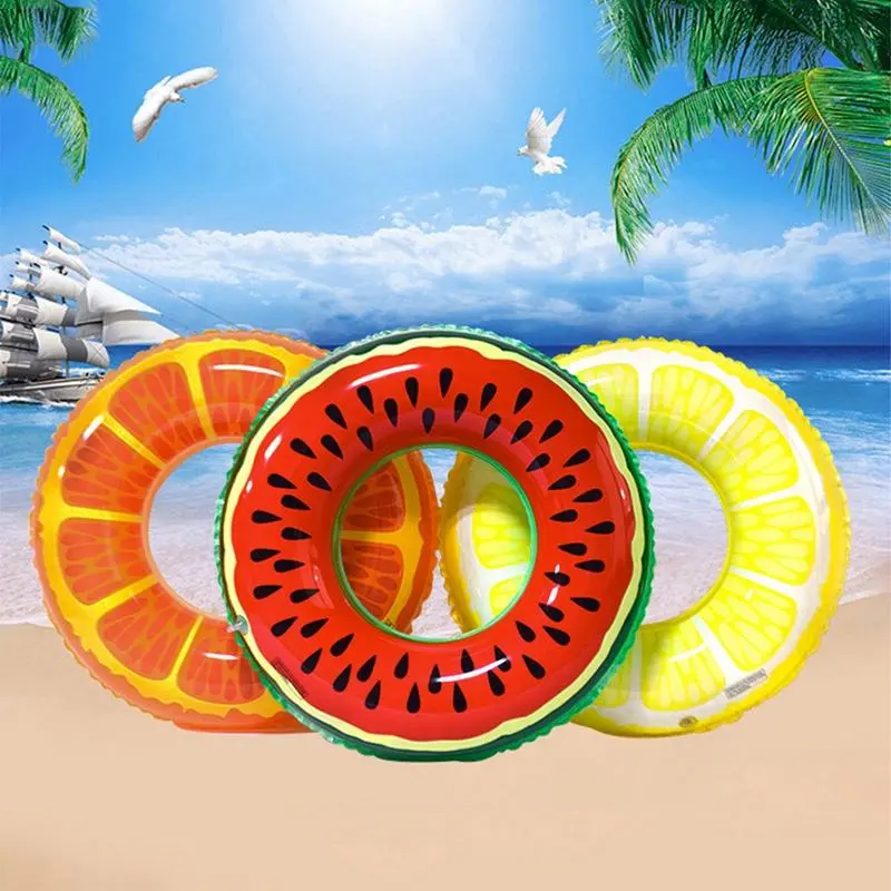 Fruit Pattern Swimming Ring, 3 Counts/set Inflatable Swimming Ring, Swimming Float for Adults, Water Sports Equipment for Home Outdoor Swimming Pool Beach 0