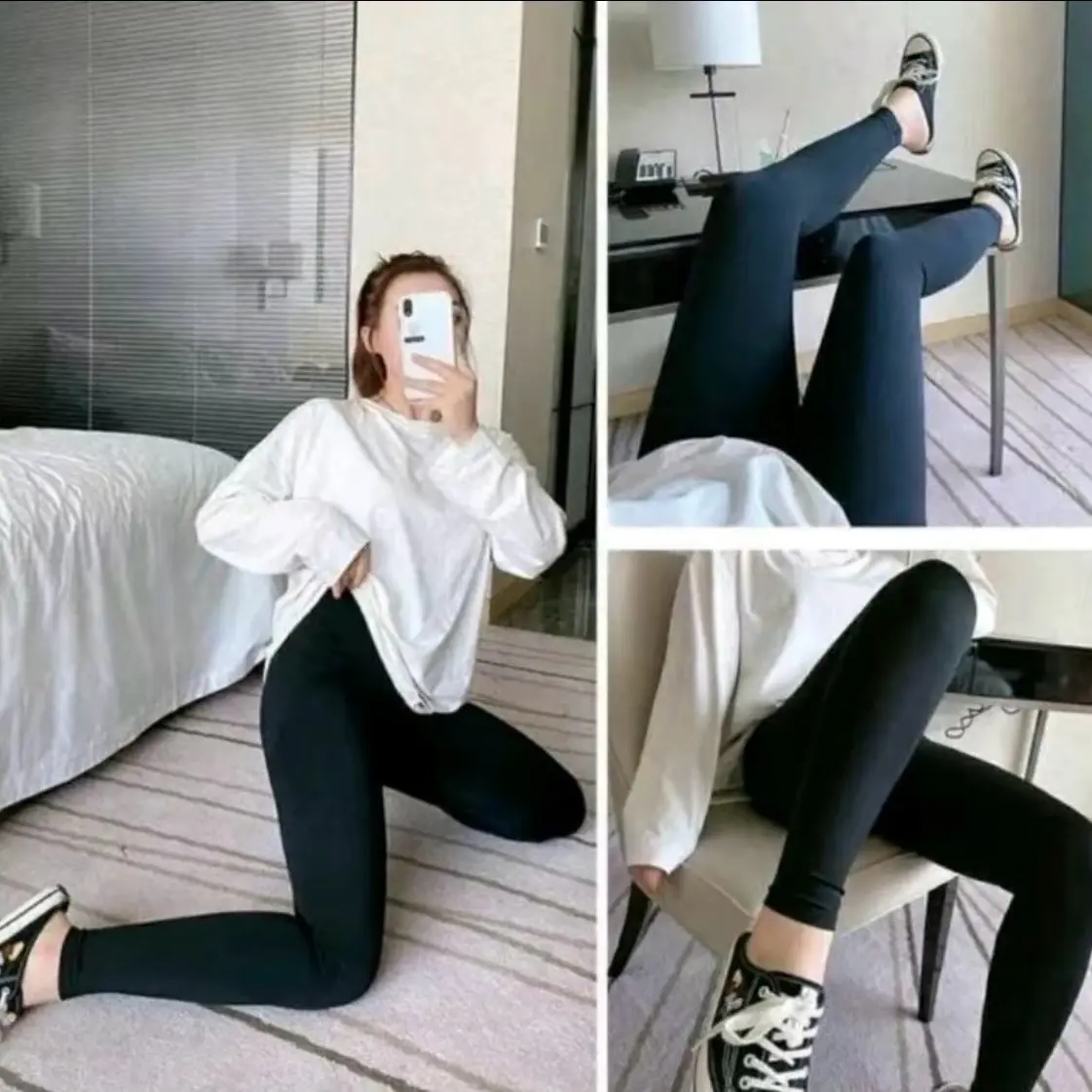 Combo 3 quần dài legging nữ ôm gọn lưng cao nữ đen cạp cao women quần k có túi Chạy Bộ Yoga Sport