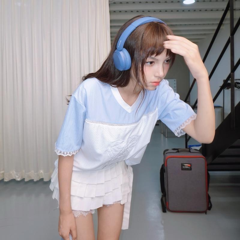 Remmus - Bow Jersey Blokecore | Áo Jersey blockette thêu nơ ren theo phong cách blokecore kết hợp coquette women Top Nhung