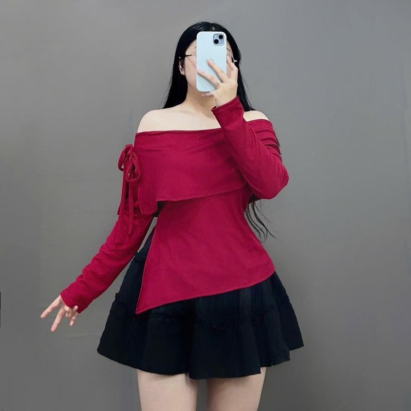 SÉT VÁY ÁO BIGSIZE 55-92kg g257 cv409 vải thun có độ giãn mềm mại phối váy xốp lưng thun co giãn có bảo hộ. áo trễ vai phối váy xoè