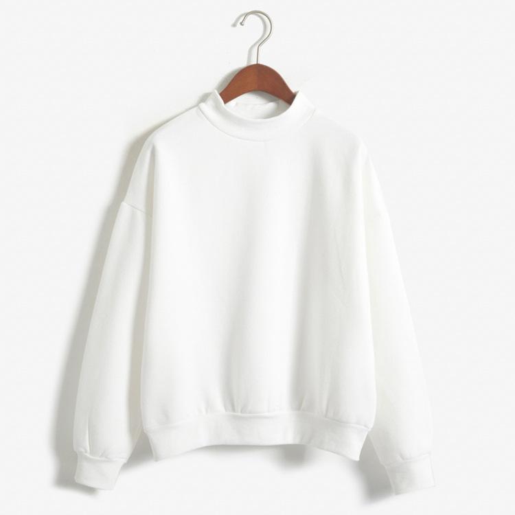 Product Introduction of Korean solid color fleece hoodie women's autumn and winter new baseball jacket student coat small high neck loose thick hoodie 44